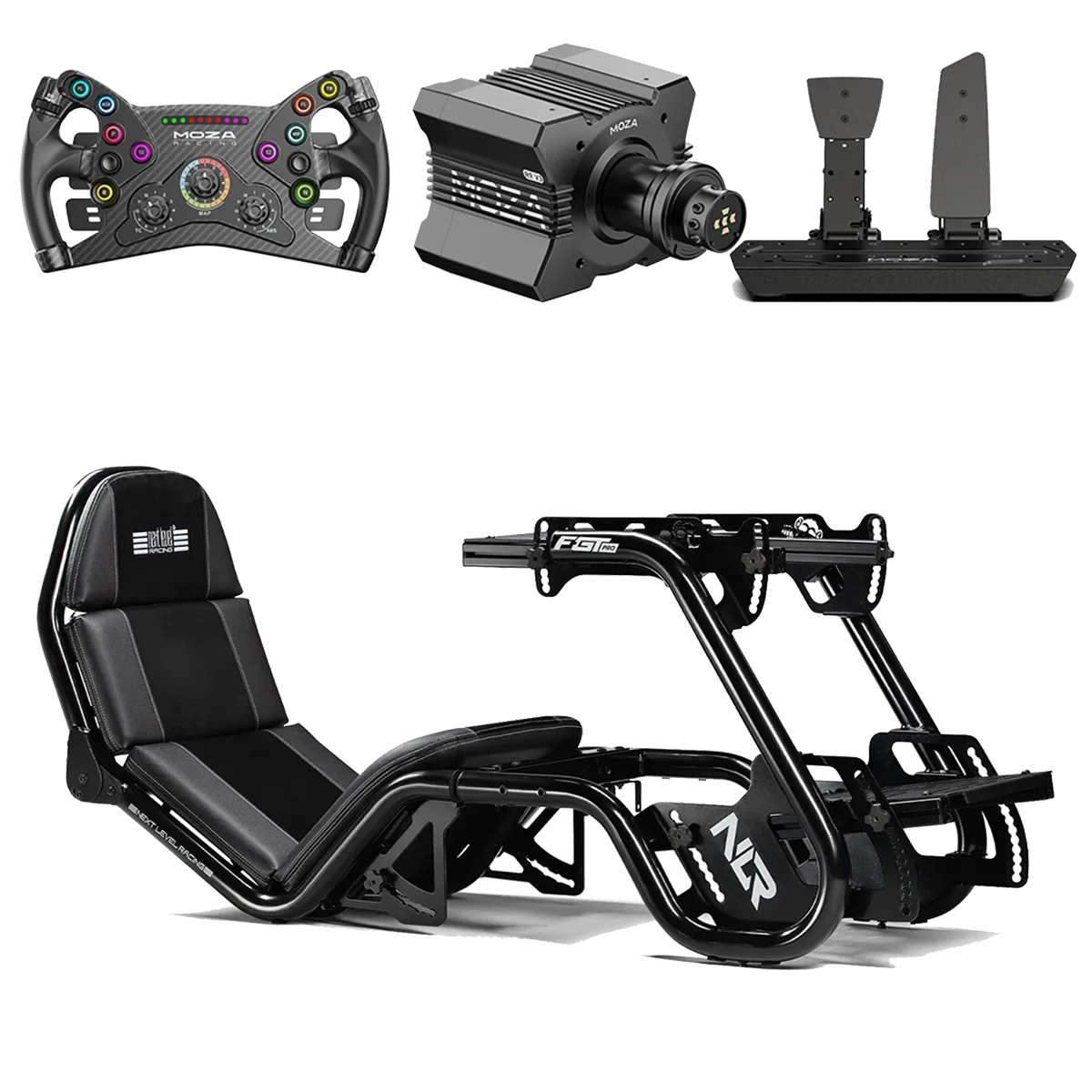 Next Level Racing F-GT Pro + Moza R12 V2 F1 & GT Race simulator Bundel
