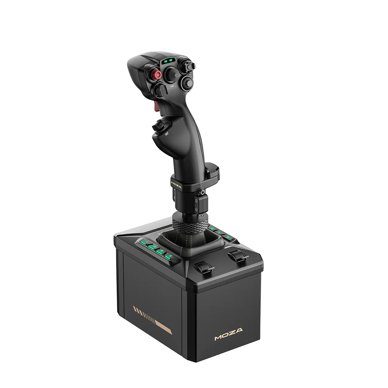 MOZA AB6 flight base met MHG flightstick joystick bundle schuin aanzicht