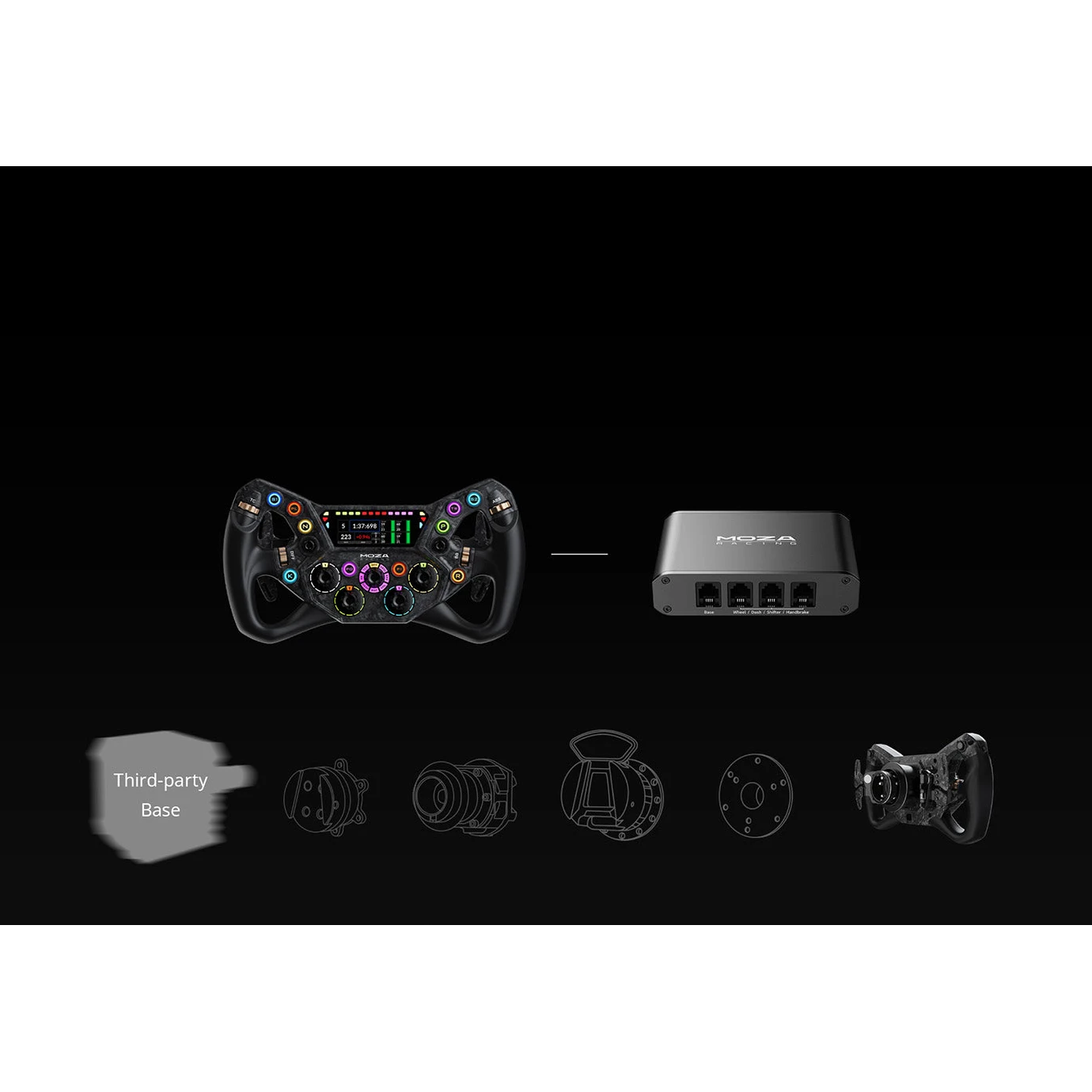 Moza KS Pro stuurwiel met Moza hub en compatibiliteit voor third party wheelbases