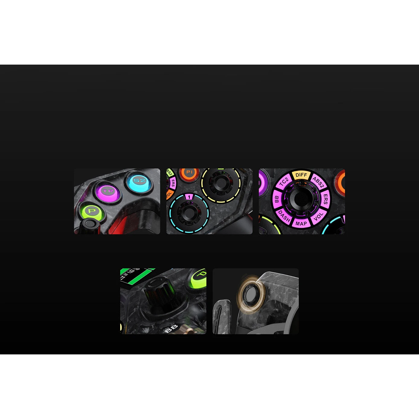 Detail van Moza KS Pro met rotary encoders en programmeerbare knoppen