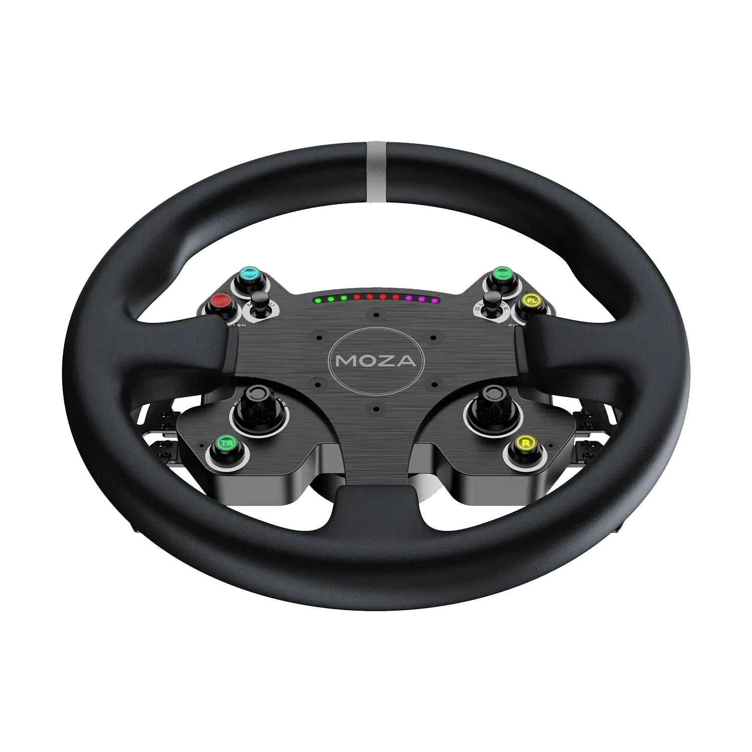 Moza Racing CS V2P steering wheel top view with leather grip