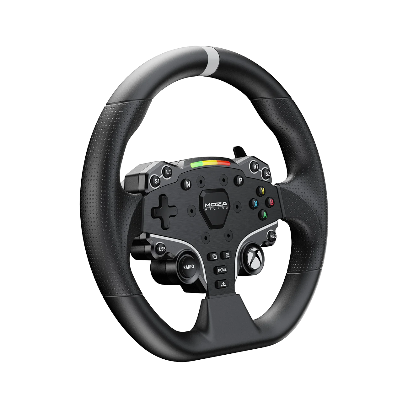 Schuin vooraanzicht van het Moza Racing ESX stuur voor Xbox