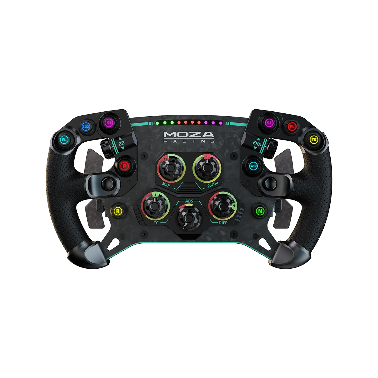 Angled front view of the Moza Racing GS V2P steering wheel