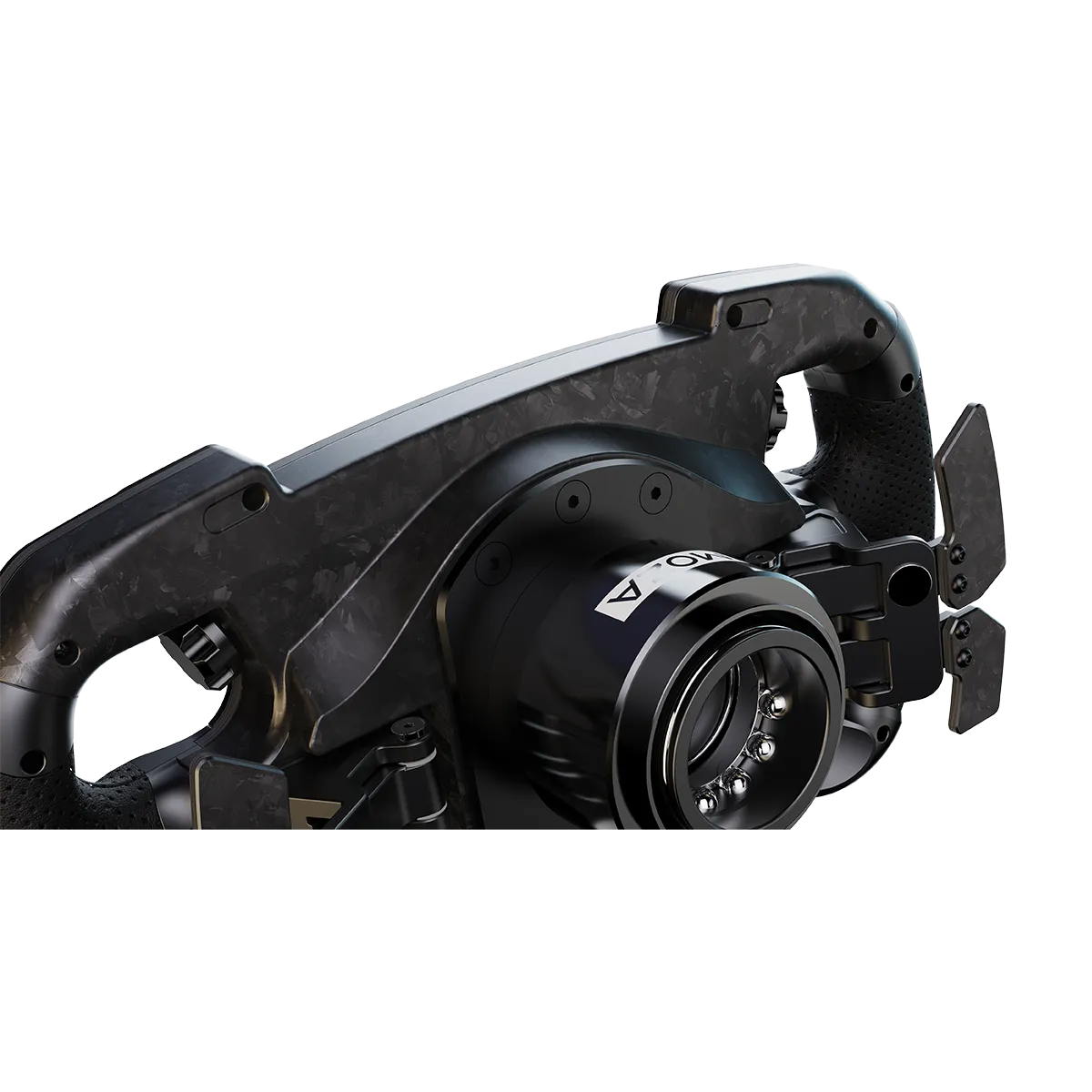 Rear view of the Moza Racing GS V2P steering wheel with magnetic shifters