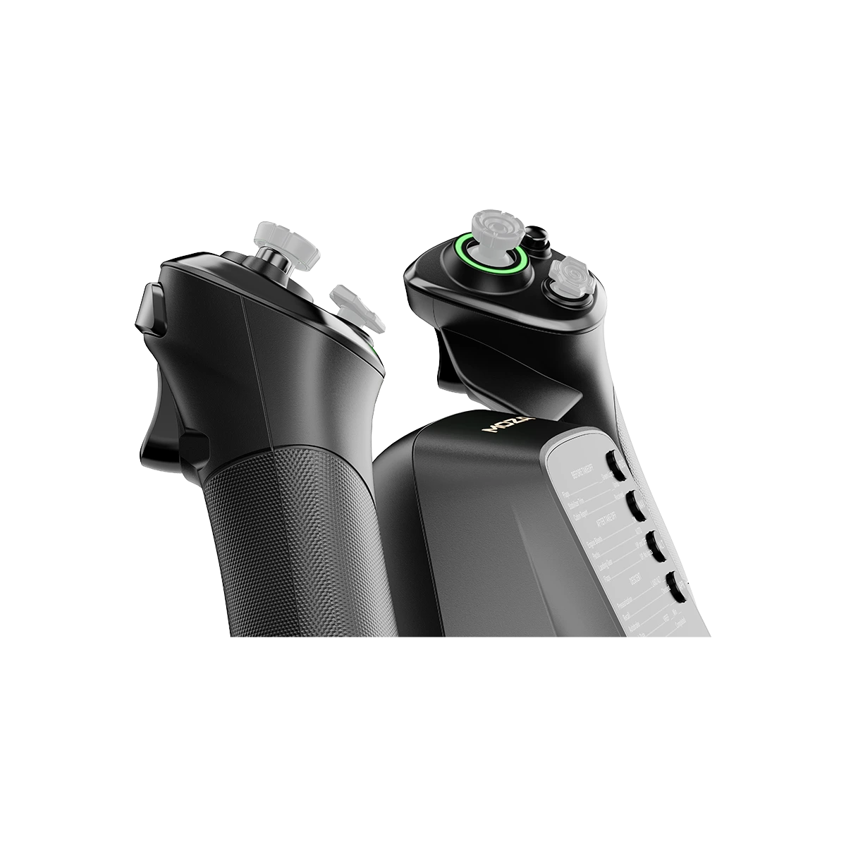 Detail van handgrepen en knoppen van de Moza Racing MFY Yoke