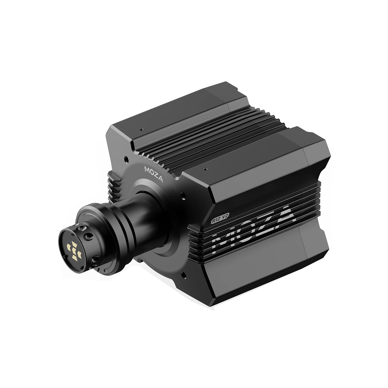 Moza Racing R12 V2 direct drive wheelbase showing quick release connection