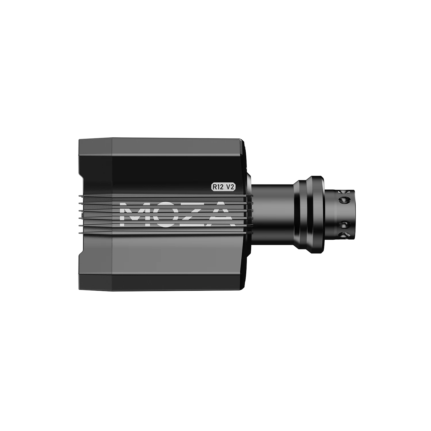 Side view of the Moza Racing R12 V2 direct drive wheelbase