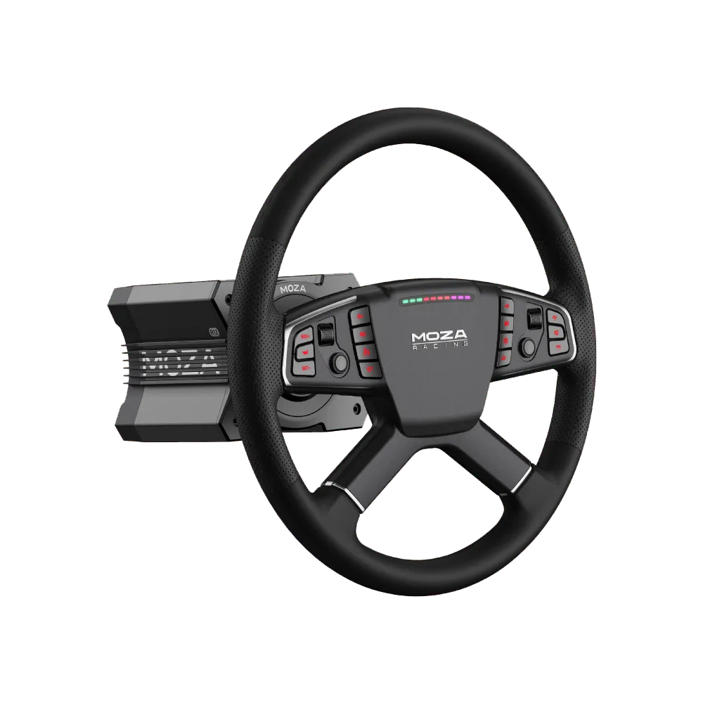 Moza vrachtwagen stuur met R5 direct drive wheelbase