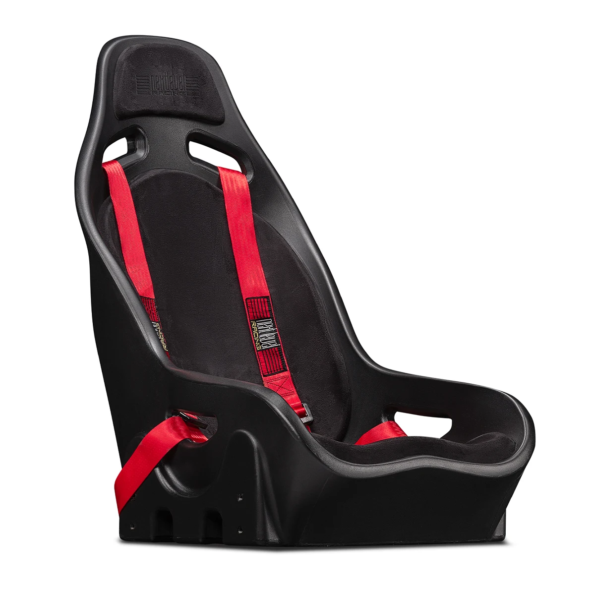 Next Level Racing Elite ES1 sim racing stoel schuin van rechtsvoor gezien.