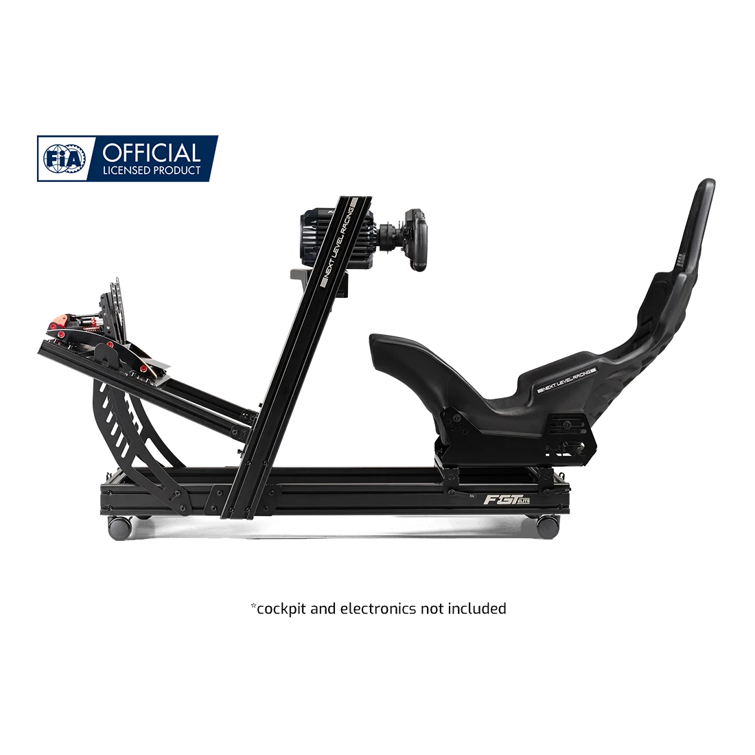 Next Level Racing Elite Formula Seat EFS op F-GT Elite cockpit in zijaanzicht