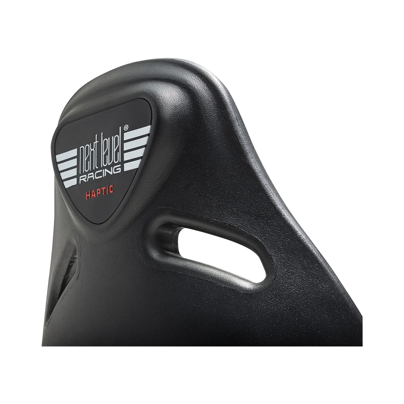 Next Level Racing ES1 haptic seat logo detail