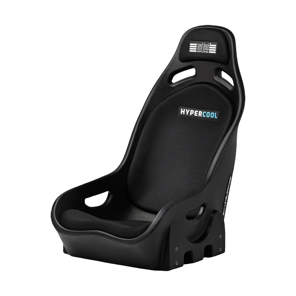 Schuin zijaanzicht van de Next Level Racing ES1 Hypercool simrace stoel