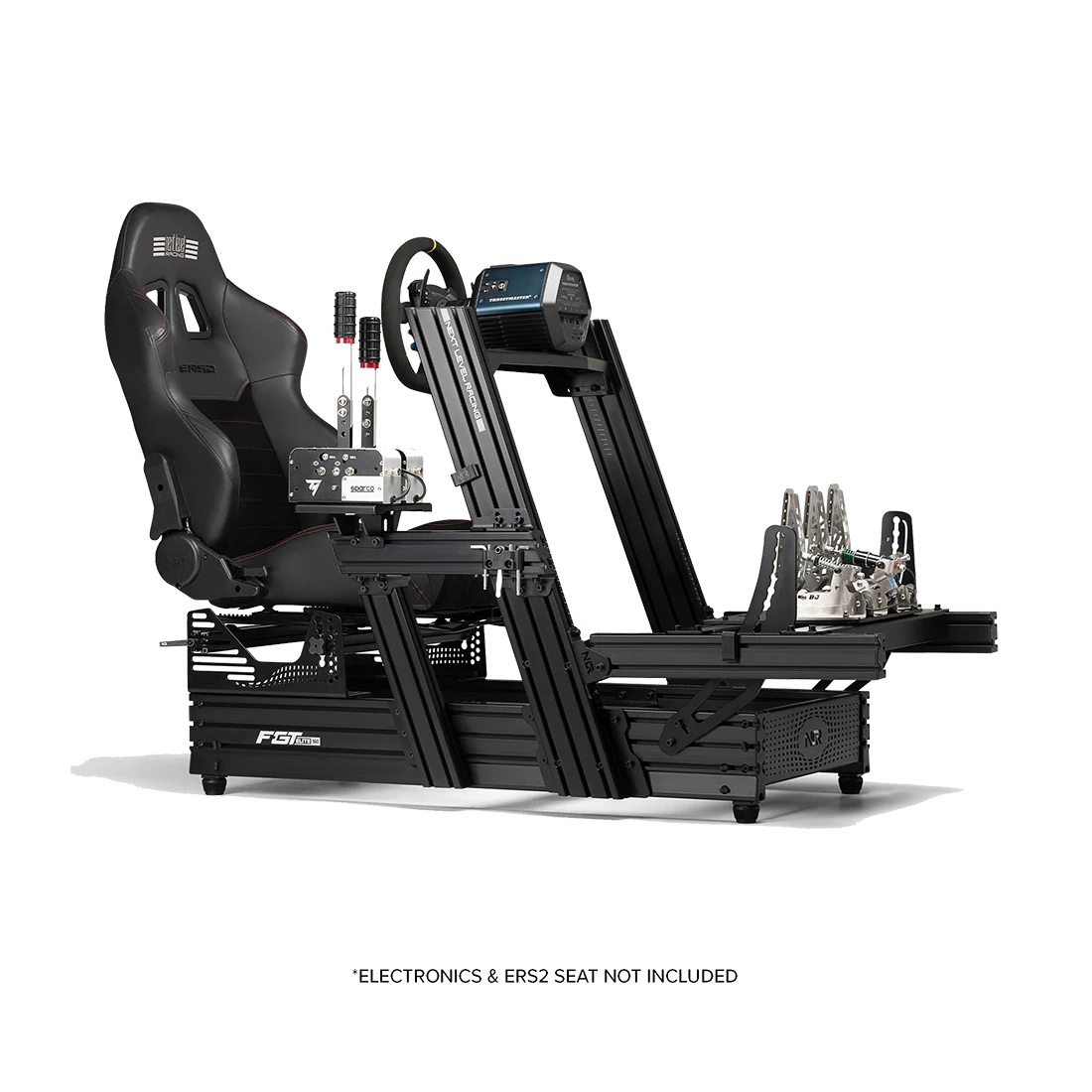 Next Level Racing F-GT Elite 160 cockpit met ERS2 stoel en sim racing hardware