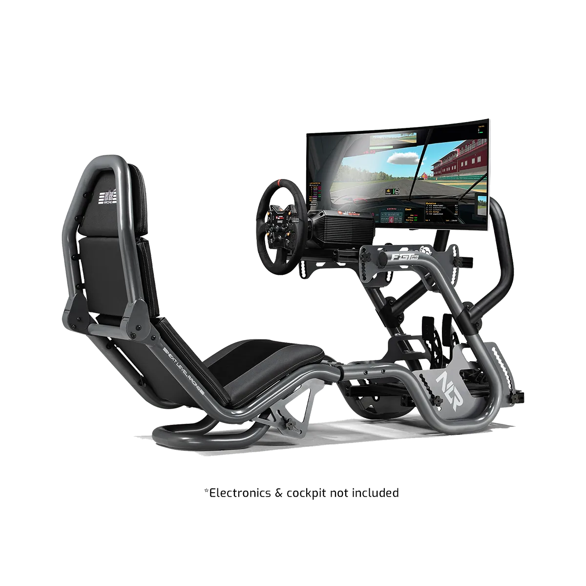 Next Level Racing F-GT Pro Direct Monitor Mount gemonteerd op cockpit met monitor setup