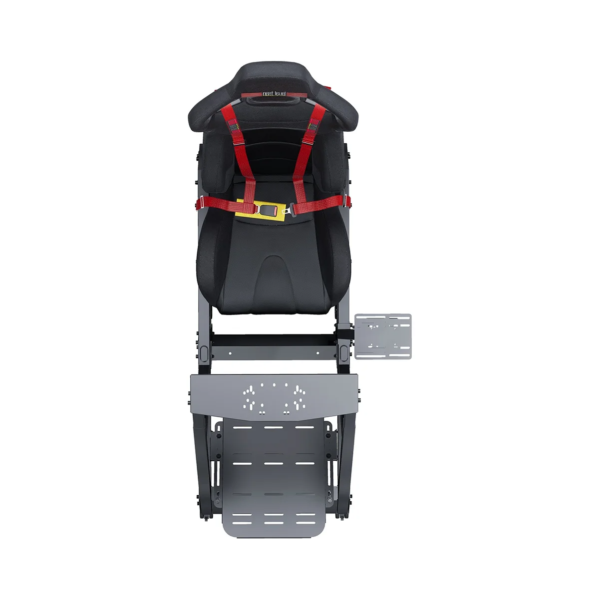 Bovenaanzicht van de Next Level Racing GT Track Cockpit met racestoel en pedalen.