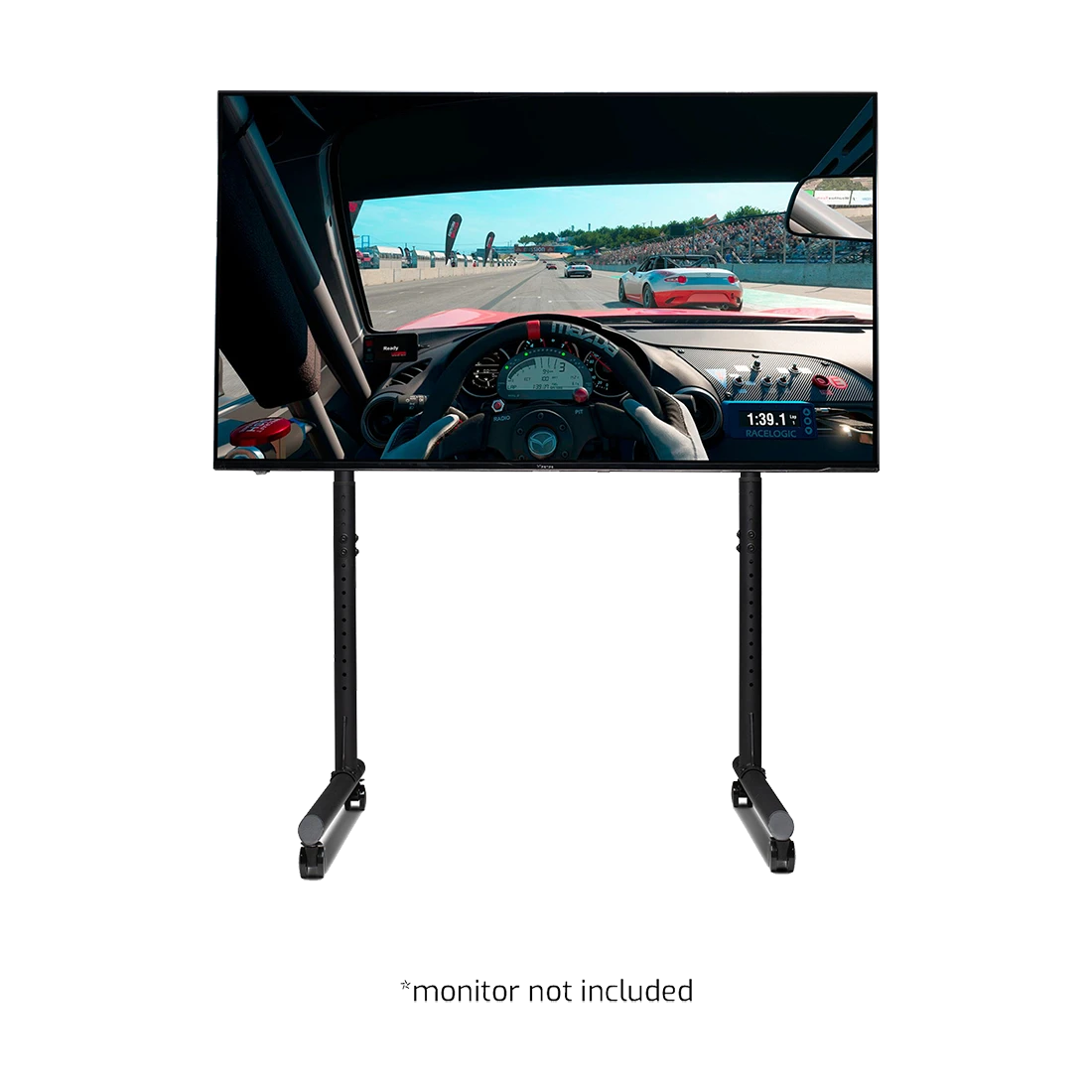 Next Level Racing Round Tube Freestanding Single Monitor Stand met ultrawide monitor