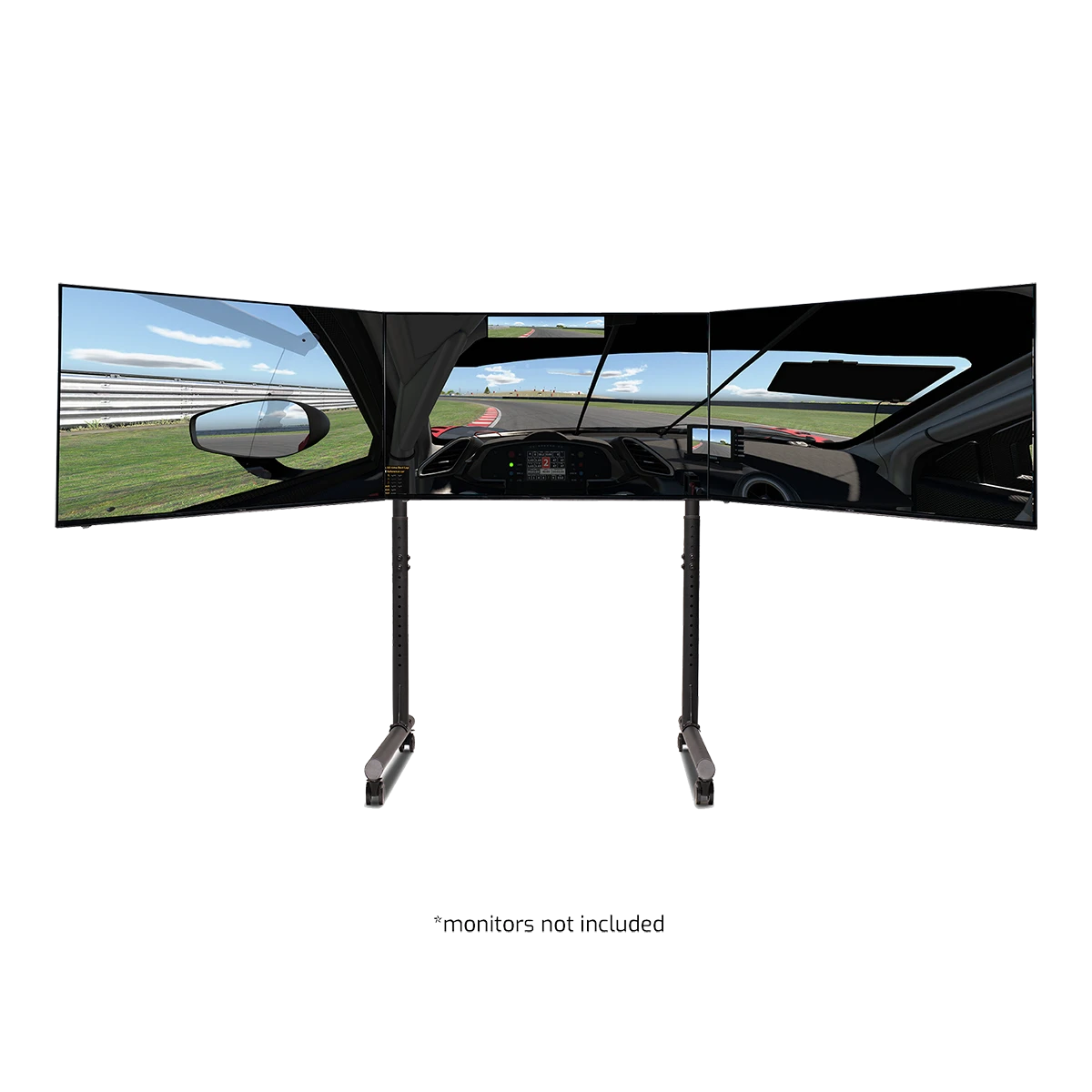 Next Level Racing triple monitor stand with three curved screens for sim racing