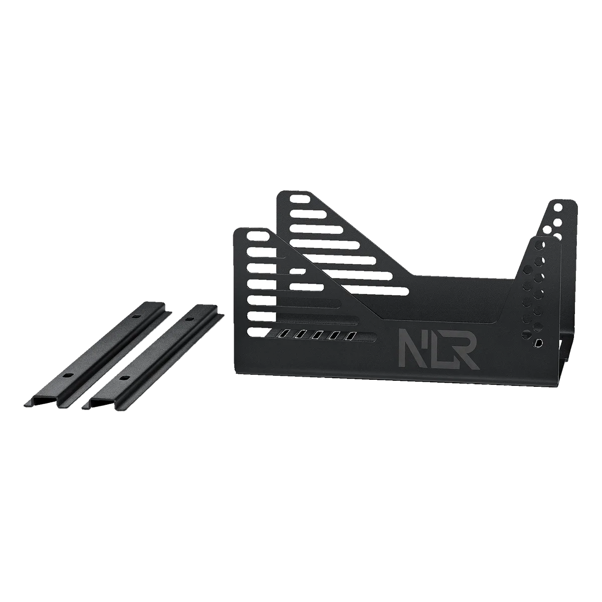 Losse onderdelen van de Next Level Racing Universele Seat Brackets voor universele stoelmontage op sim racing cockpits.