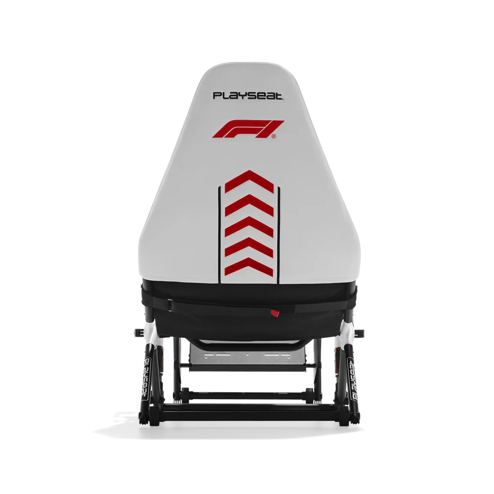 Achteraanzicht van de Playseat Challenge DD F1 Edition met F1 branding