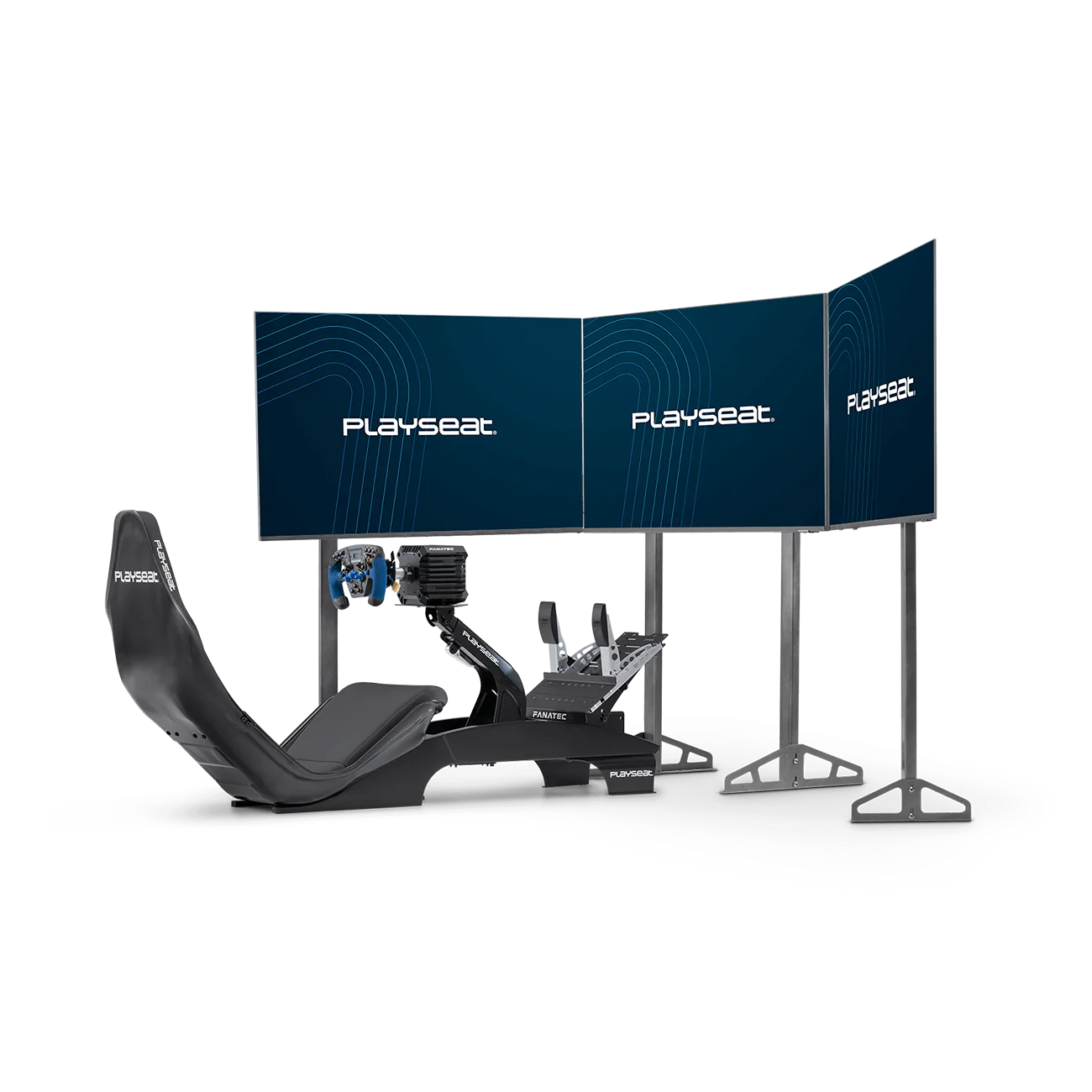 Playseat® TV Stand Triple gemonteerd met cockpit