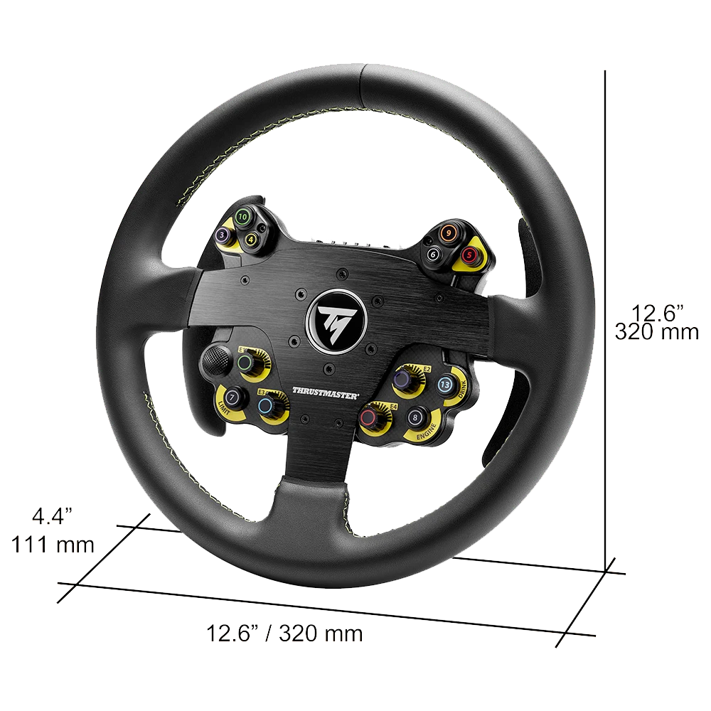 Voorzijde Thrustmaster Evo Racing 32R Leather Add-on met afmetingen 32 cm x 11,1 cm