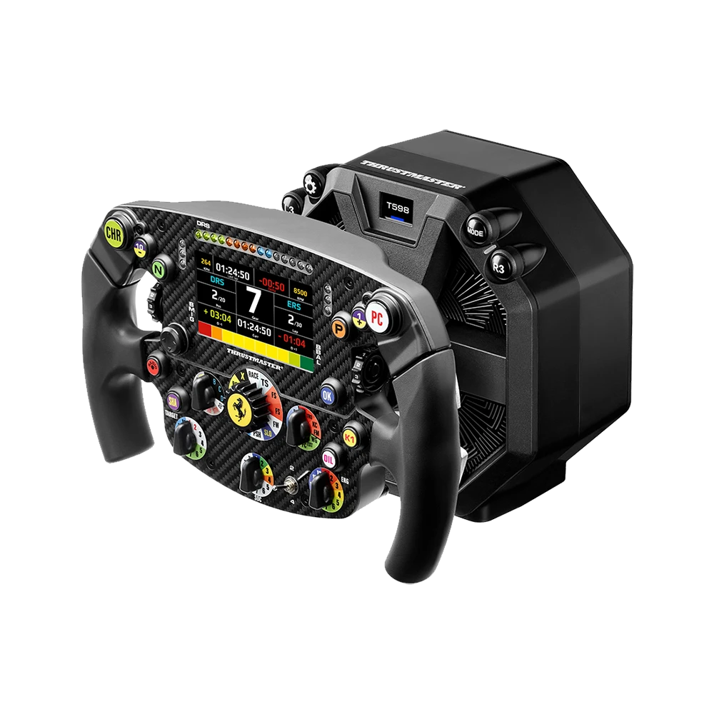 Thrustmaster Ferrari SF-25 F1 stuur gemonteerd op T598 wheelbase