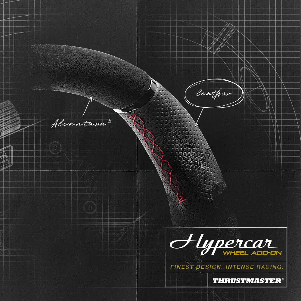 Alcantara en lederen handgrepen van de Thrustmaster HYPERCAR simrace stuur