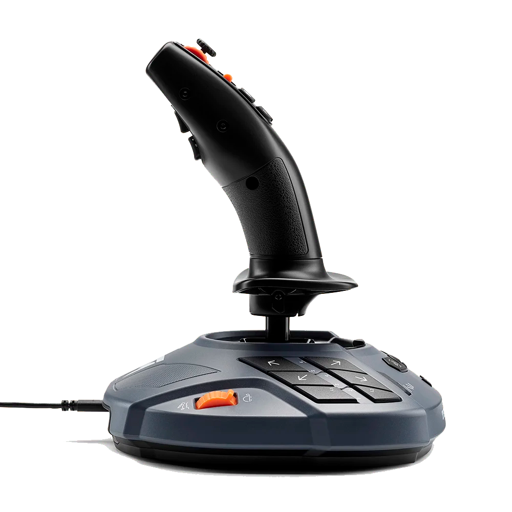 Zijaanzicht van de Thrustmaster SimTask FarmStick PlayStation joystick