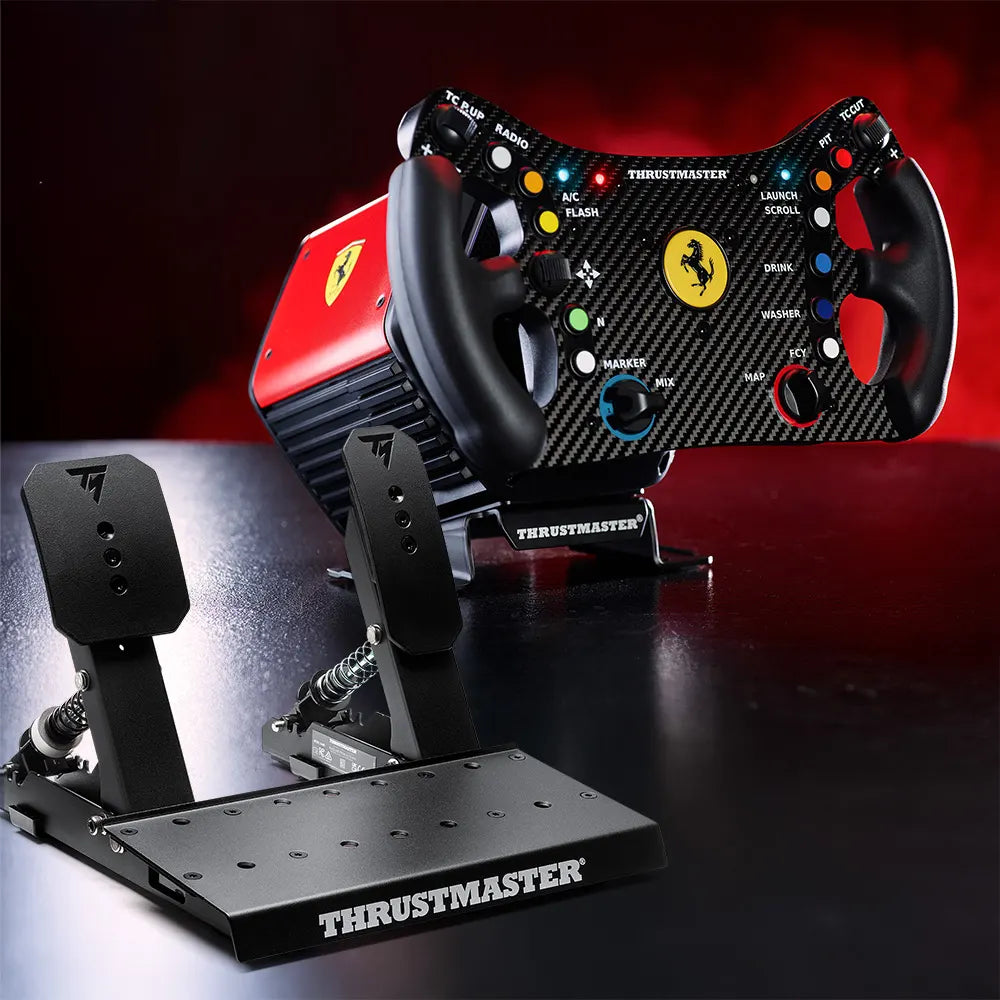 Thrustmaster T818 Ferrari 488 GT3 Direct Drive setup gemonteerd op bureau