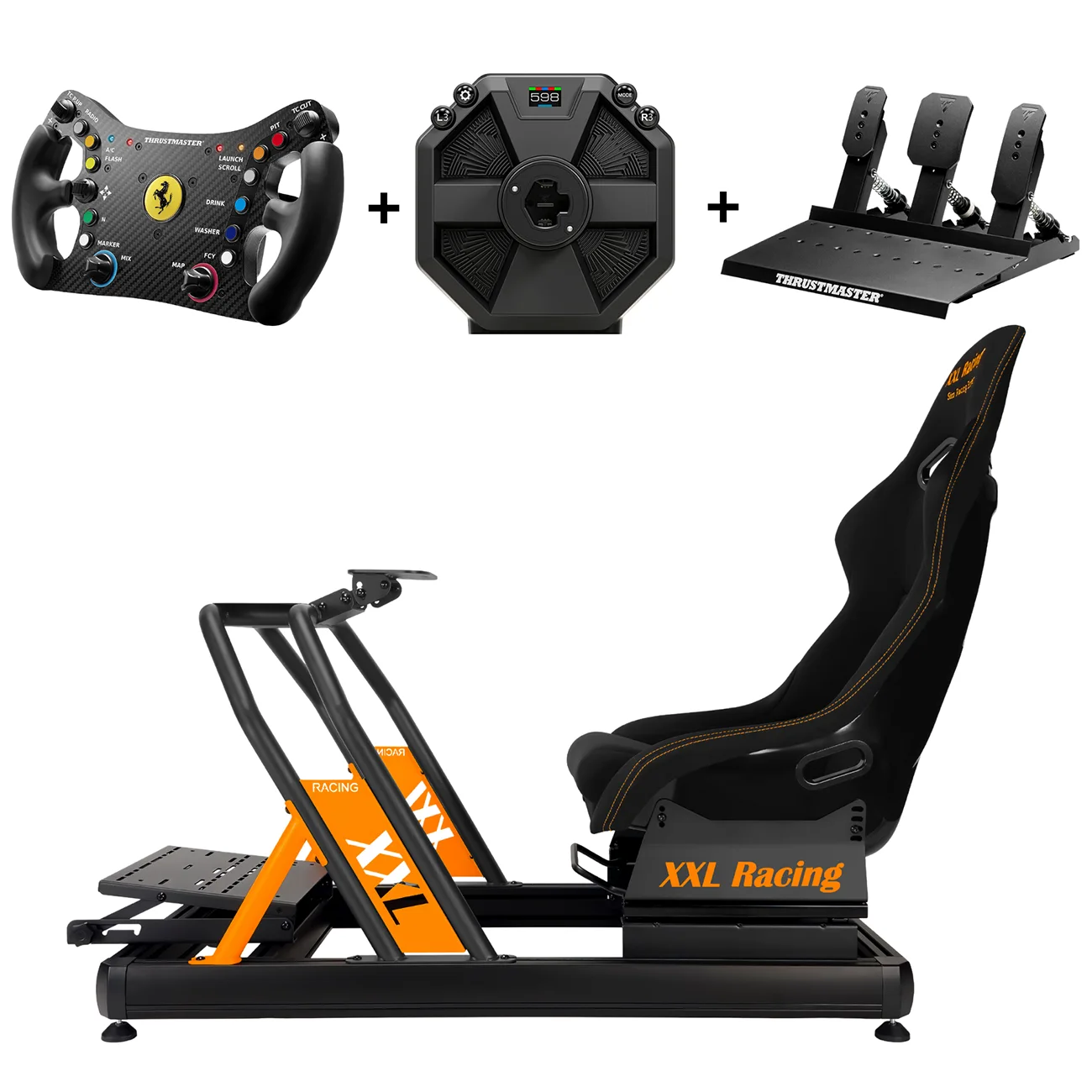 XXL Racing Champion V2 GT bundel met Thrustmaster T598 wheelbase, Ferrari 488 GT3 stuur en Raceline 3 pedalen