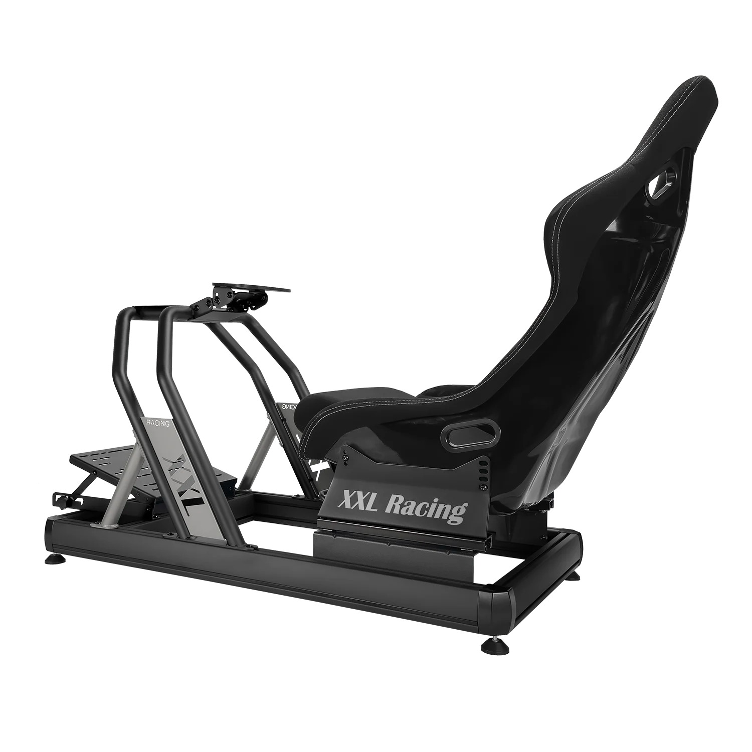 XXL Racing Champion V2.5 Grey Edition sim racing cockpit schuin van achteren