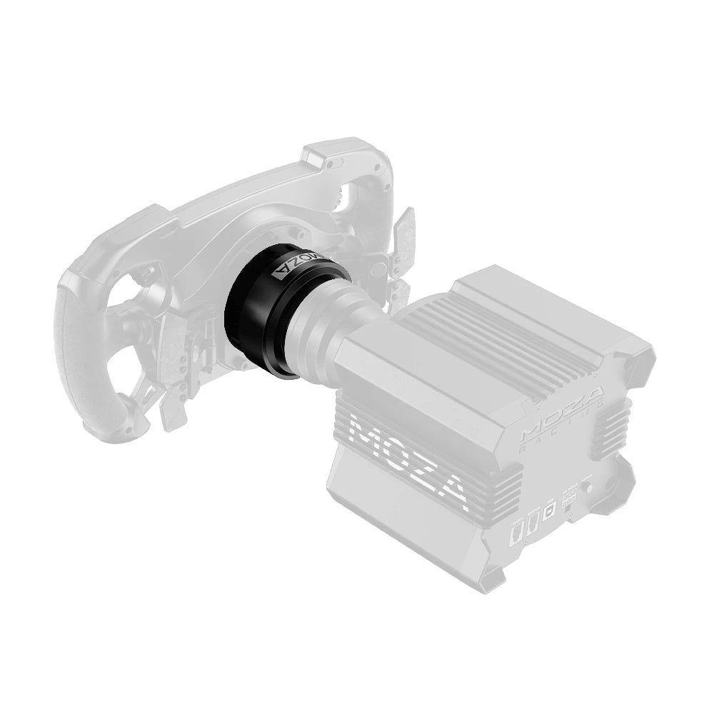 Moza universele Quick Release Adapter - gemonteerd op wheelbase