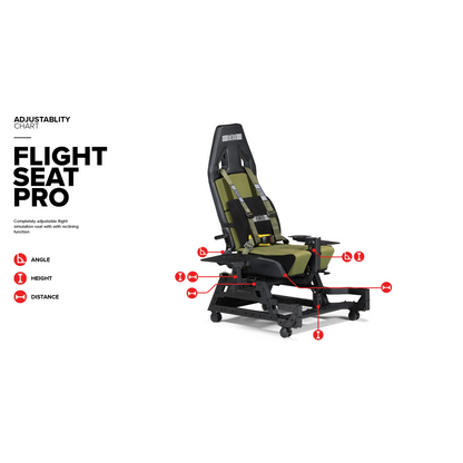 Verstelbaarheid van de Flight Seat Pro Boeing Military Edition met hoogte, hoek en afstandsaanpassingen
