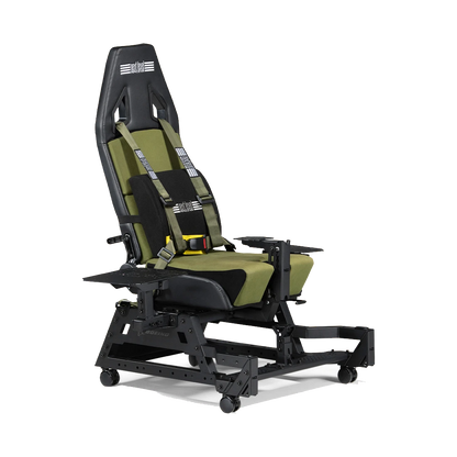 Flight Seat Pro Boeing Military Edition met centrale HOTAS-montage en vierpunts harnas
