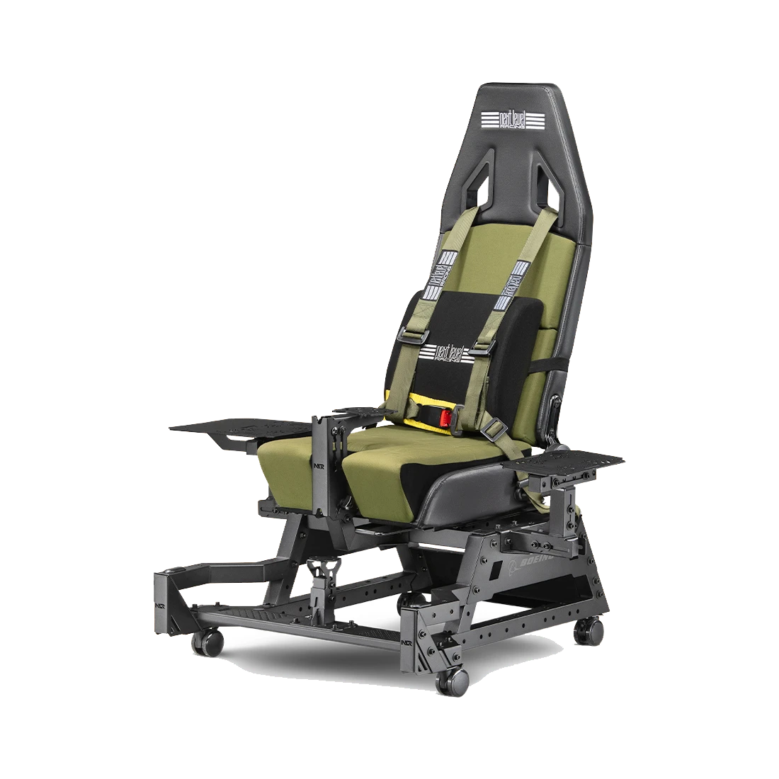 Zijaanzicht van de Flight Seat Pro Boeing Military Edition met verstelbare flight plates
