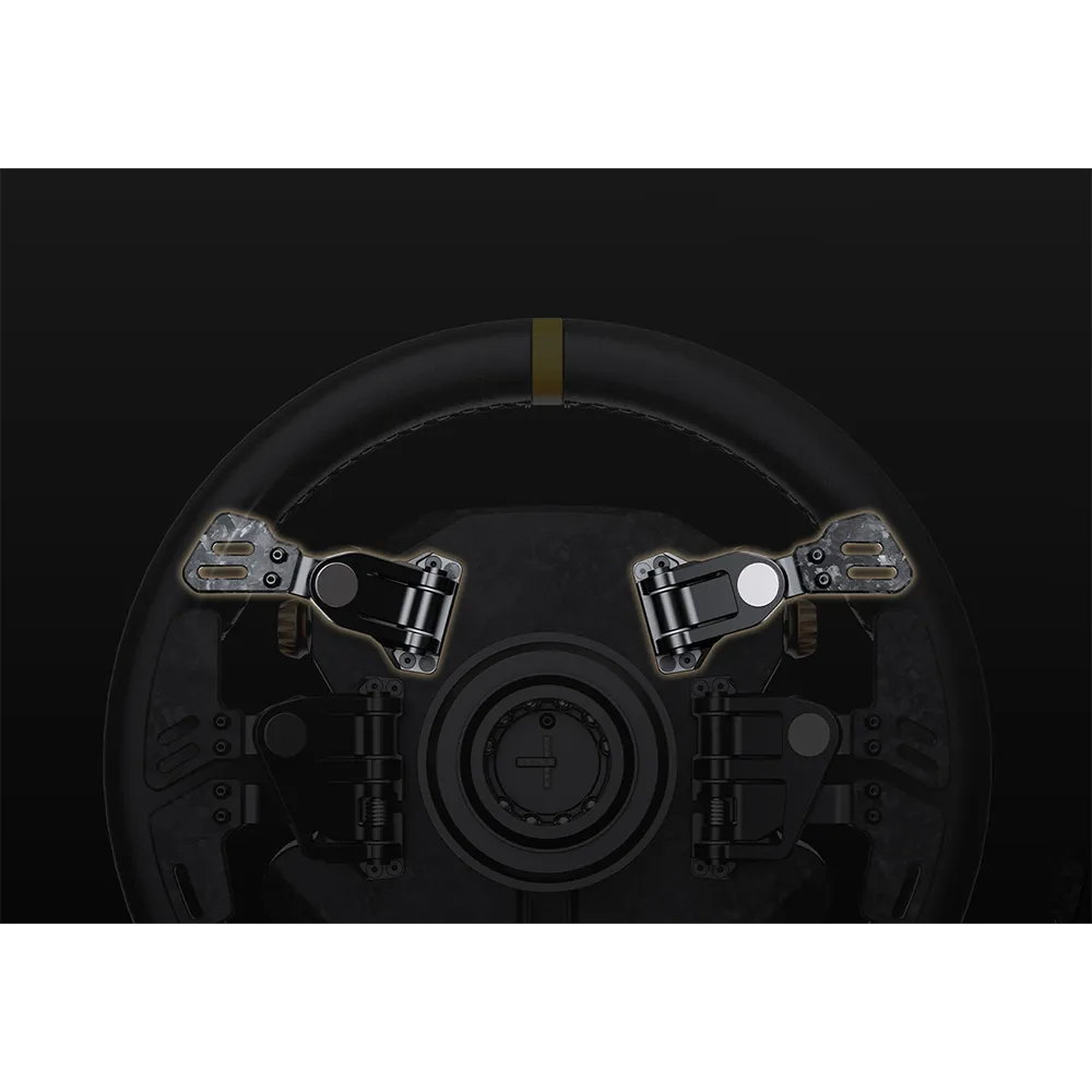 Achterzijde van het Moza CS Pro sim racing stuur met magnetic paddles en quick release
