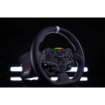 Moza ES stuurwiel aangesloten op R5 wheelbase tijdens simracen