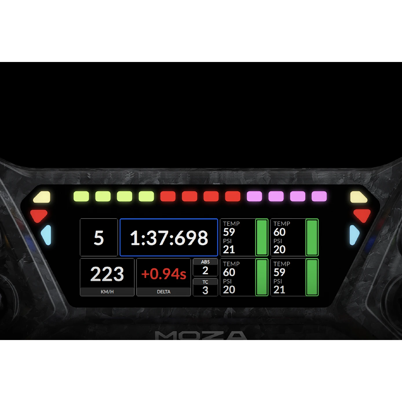 RGB RPM led strip van het Moza KS Pro simrace stuurwiel