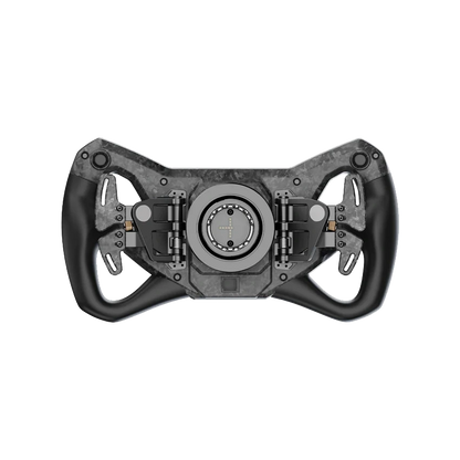 Achterzijde van Moza KS Pro simrace stuurwiel met magnetische shifters