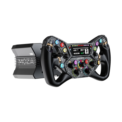 Moza KS Pro stuur gemonteerd op Moza direct drive wheelbase