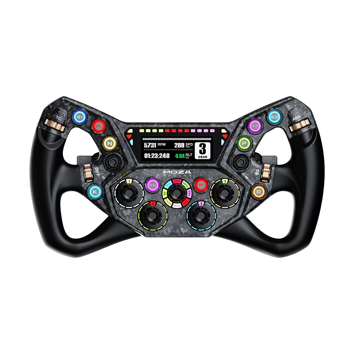 Moza KS Pro stuurwiel met actief LCD display en RGB schakellampen