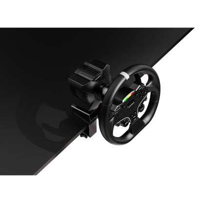 Moza Racing R3 wheelbase with steering wheel mounted for PC sim racing