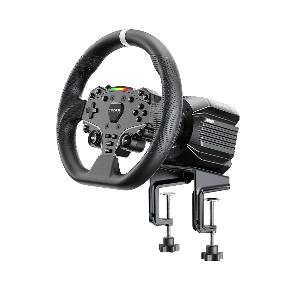 Moza R5 Pro Direct Drive stuur met tafelklem voor bureau montage