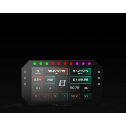 Moza Racing CM2 racing dash display visibility in dark sim racing environment