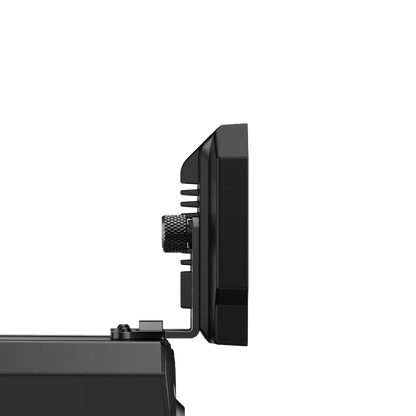 Side profile of the Moza Racing CM2 racing dash mounted on wheelbase