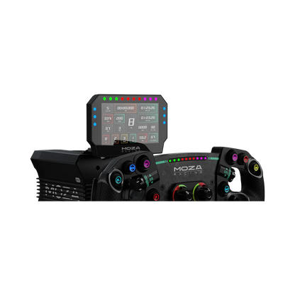 Moza Racing CM2 racing dash combined with Moza steering wheel setup