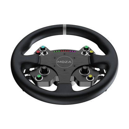 Moza Racing CS V2P steering wheel top view with leather grip