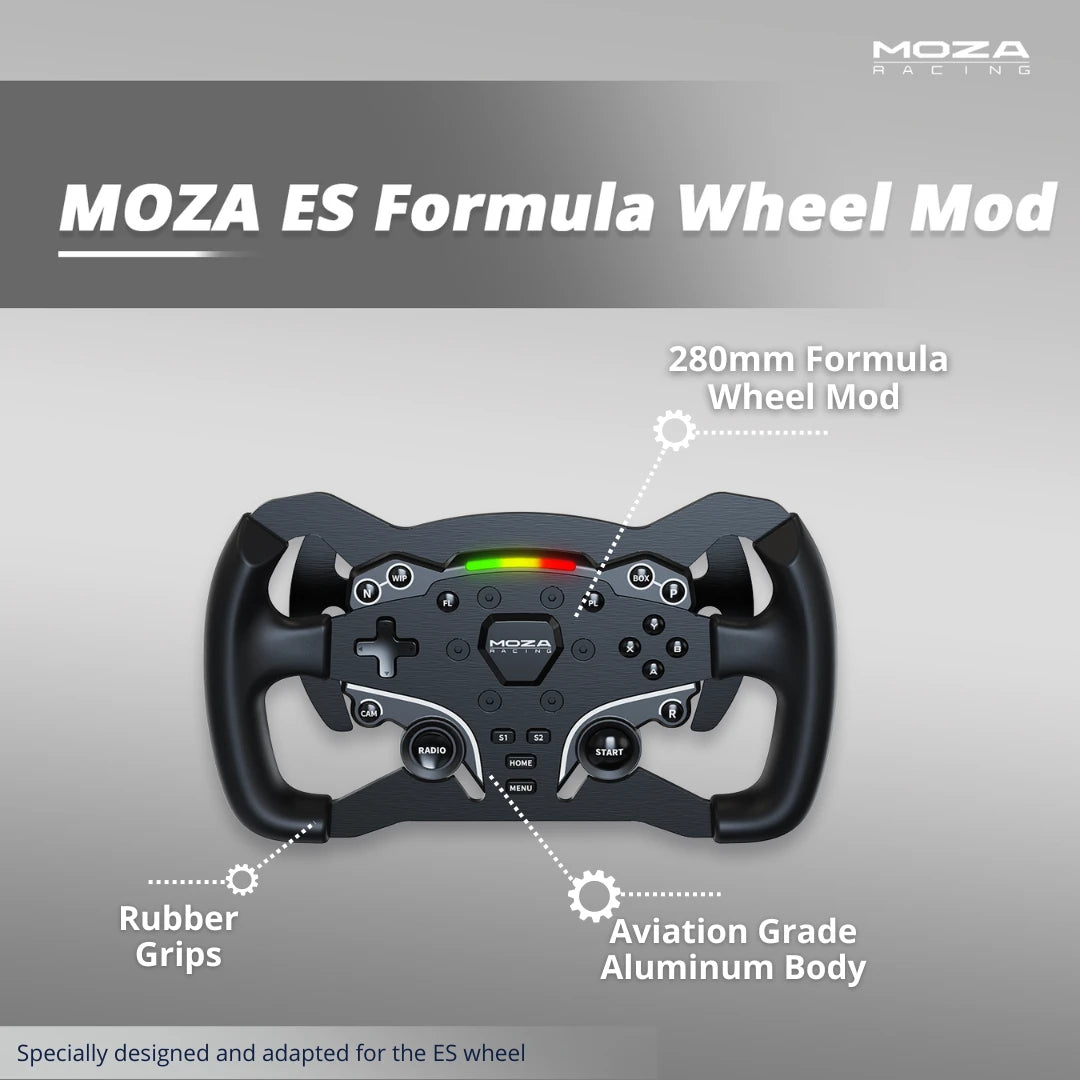 Moza Racing ES Formula Stuur Mod met rubber grips en aluminium behuizing