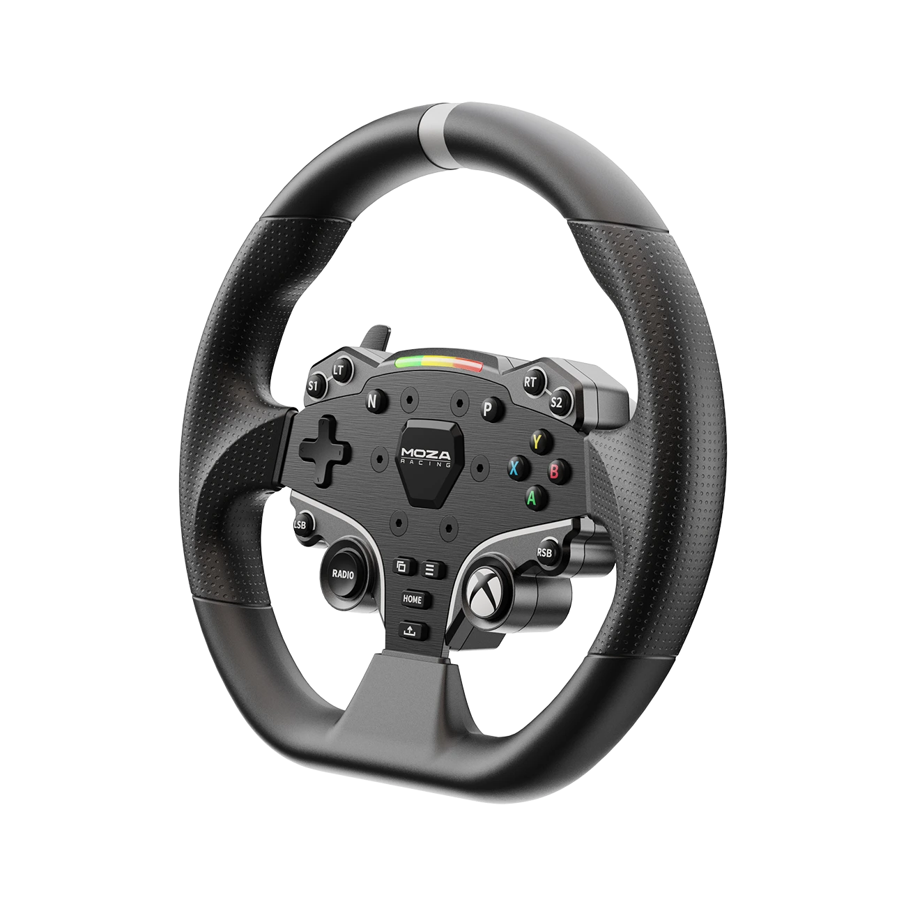 Achterzijde van het Moza ESX simrace stuur met quick release aansluiting