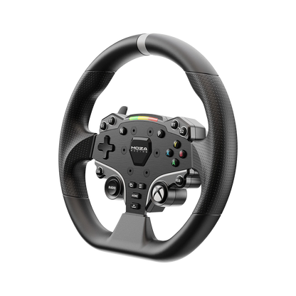 Achterzijde van het Moza ESX simrace stuur met quick release aansluiting